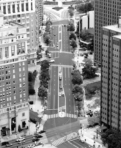 Benjamin Franklin Parkway (aerial) (b/w)