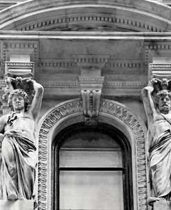 City Hall Sculpture (window) (b/w)