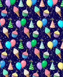 Birthday Party Ballooons Cupcakes Ice Cream Pattern