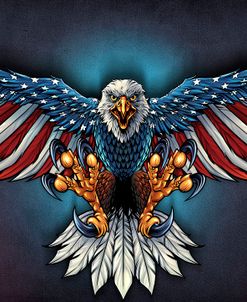 Eagle With US Flag Wings Spread