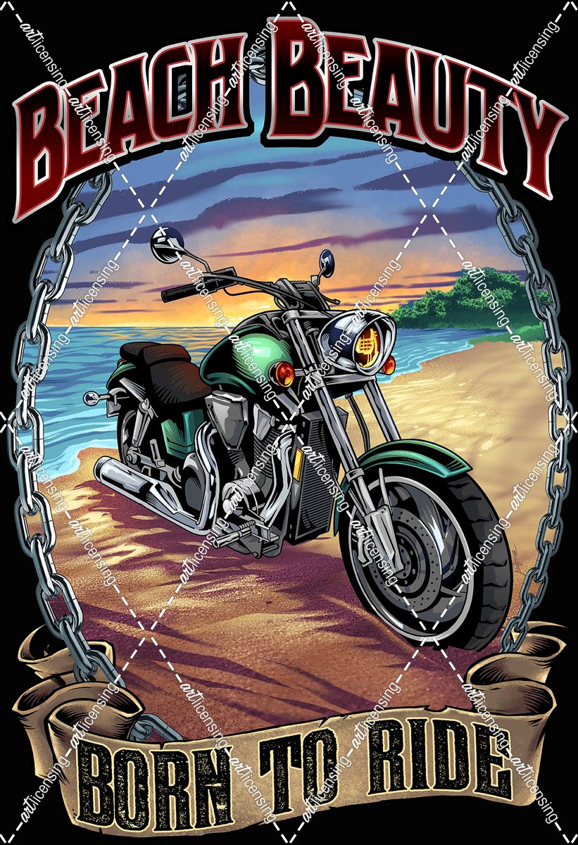 Motorcycle On Beach