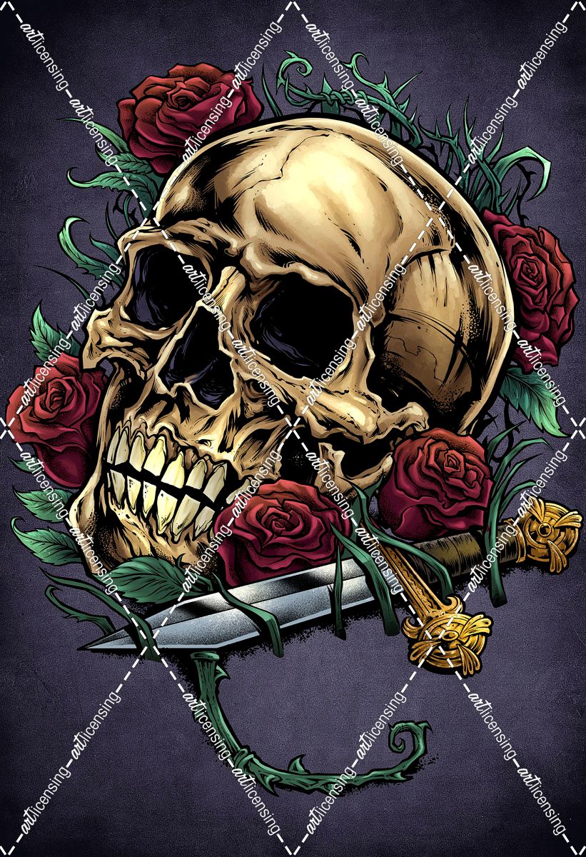 Skull, Roses, And Dagger