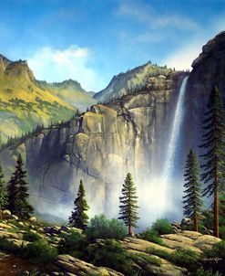 Majestic Waterfall In Mountain Landscape