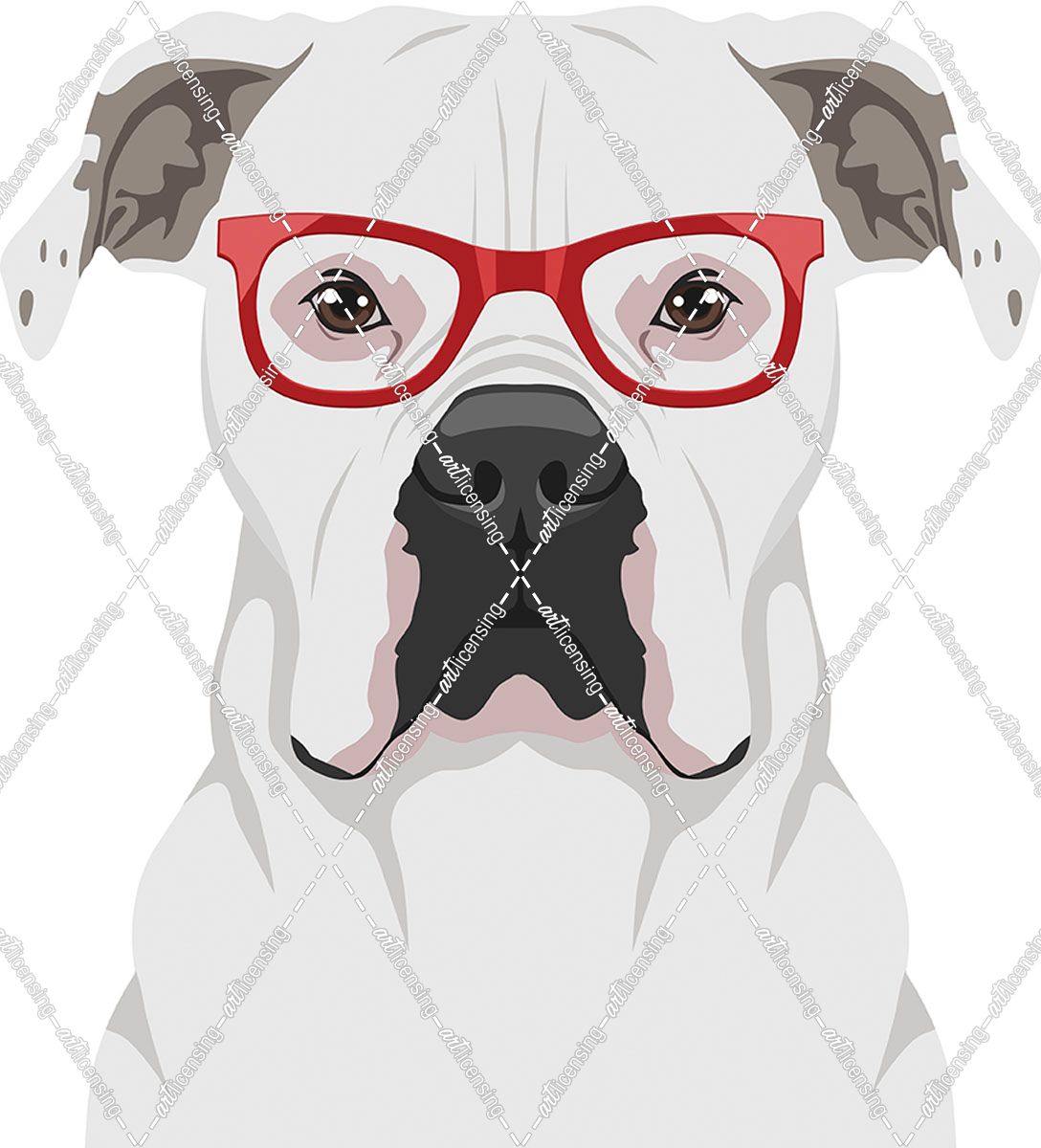 American Bulldog Wearing Hipster Glasses