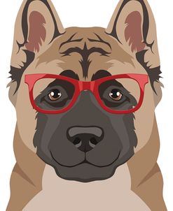 Akita Wearing Hipster Glasses