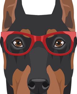 Doberman Wearing Hipster Glasses