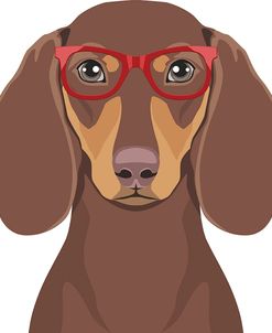 Dachshund Wearing Hipster Glasses 2