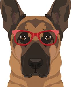 German Shepherd Wearing Hipster Glasses
