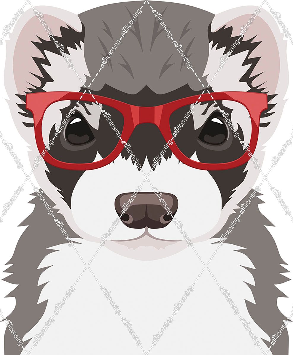 Ferret Wearing Hipster Glasses