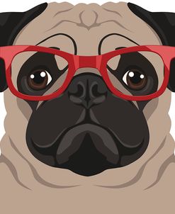 Pug Wearing Hipster Glasses 2