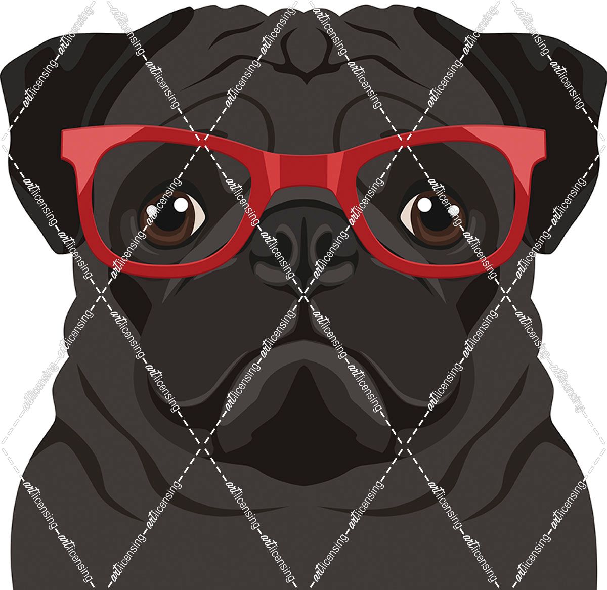 Pug Wearing Hipster Glasses