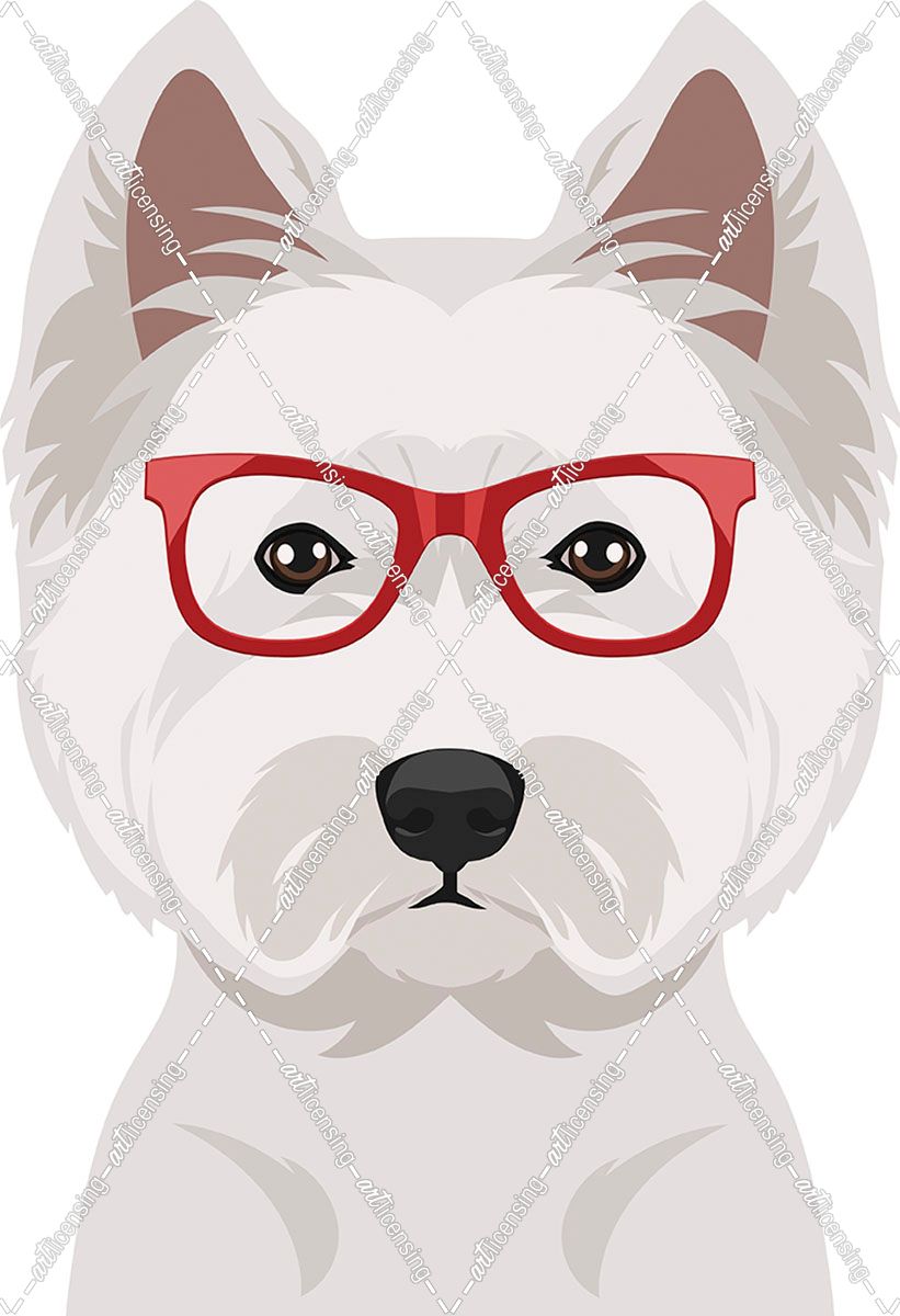 West Highland Terrier Wearing Hipster Glasses