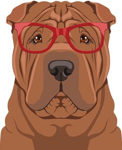 Shar Pei Wearing Hipster Glasses