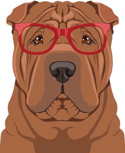 Shar Pei Wearing Hipster Glasses