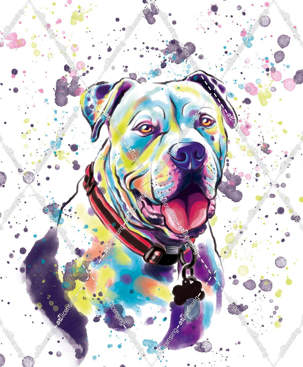 Colorful Watercolor American Bulldog 2