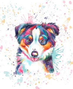 Colorful Watercolor Australian Shepherd