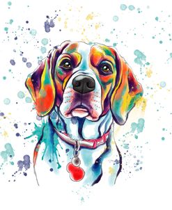 Colorful Watercolor Beagle 2