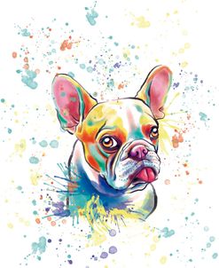 Colorful Watercolor French Bulldog 2