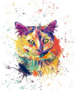 Colorful Watercolor Calico Cat 2