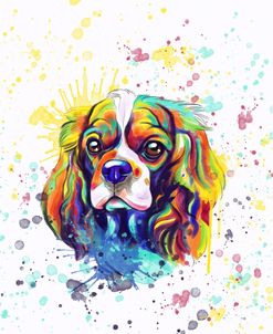Colorful Watercolor Cavalier King Charles Spaniel