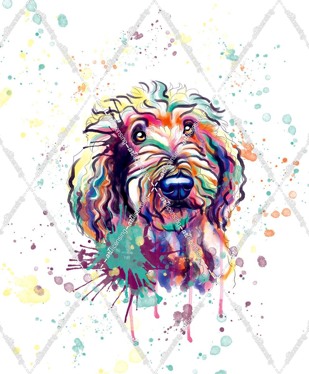 Colorful Watercolor Goldendoodle 3