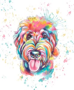 Colorful Watercolor Goldendoodle