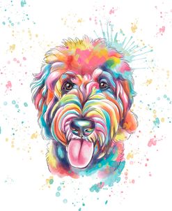 Colorful Watercolor Goldendoodle