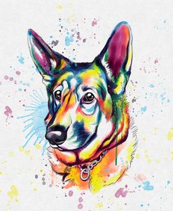 Colorful Watercolor German Shepherd