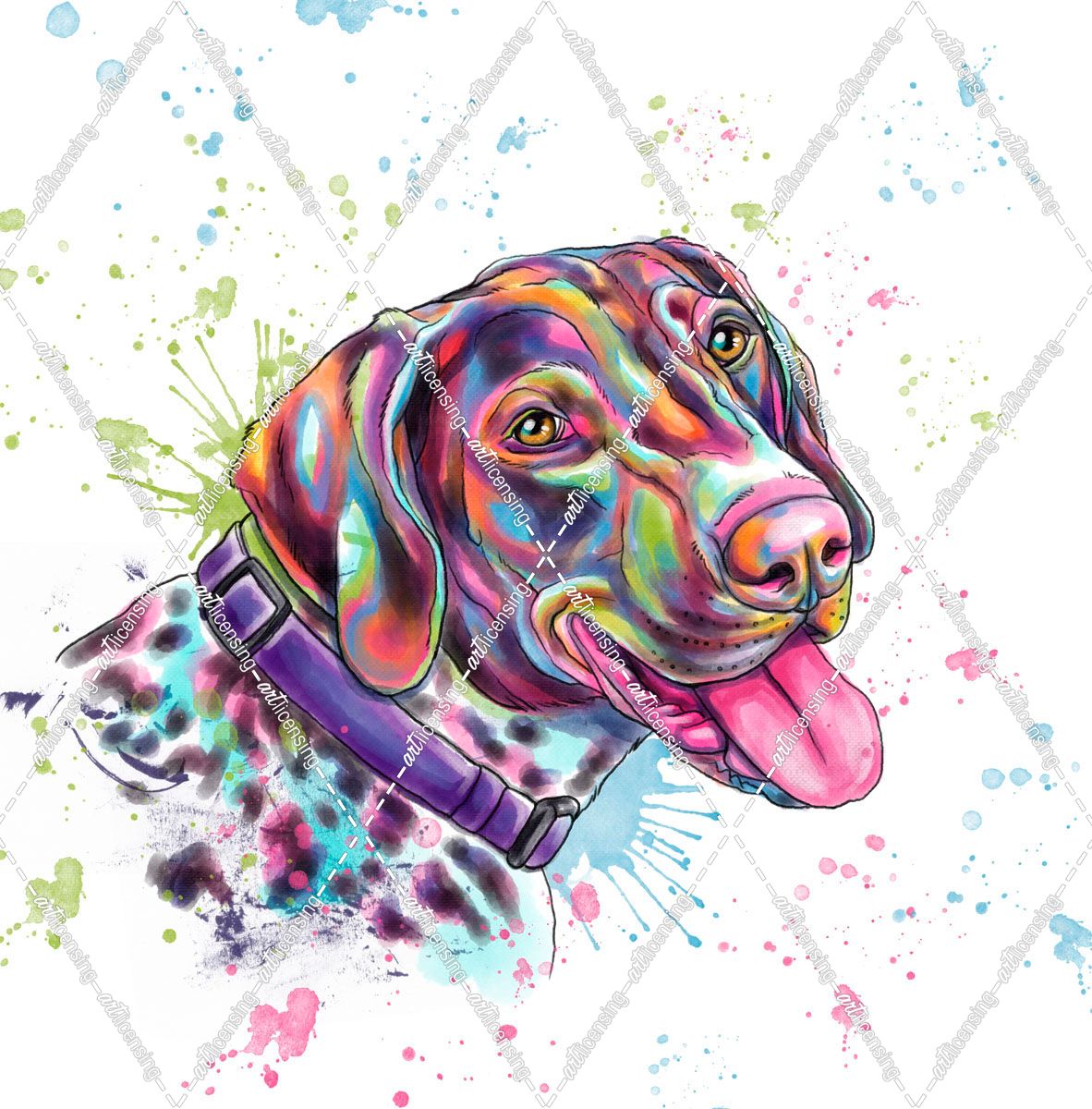 Colorful Watercolor German Shorthaired Pointer