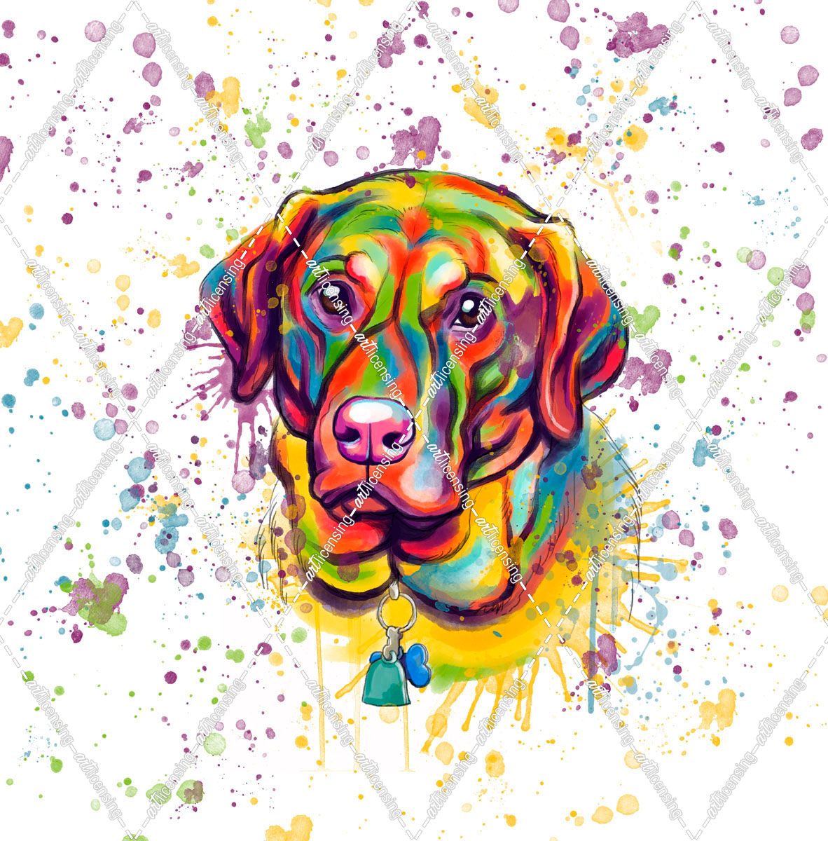Colorful Watercolor Labrador Retriever 3