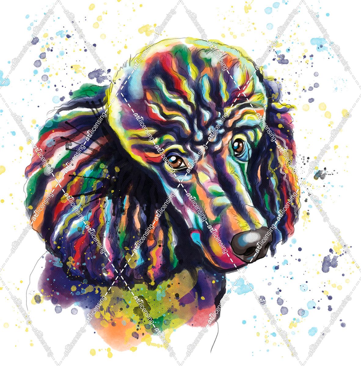 Colorful Watercolor Poodle