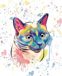 Colorful Watercolor Siamese Cat