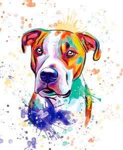 Colorful Watercolor Pit Bull 2