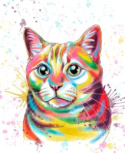 Colorful Watercolor Tabby Cat 2
