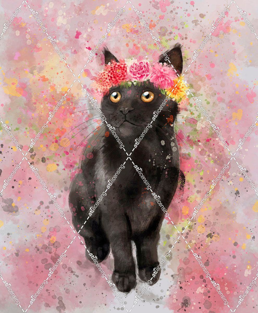 Flower Crown Black Cat 2