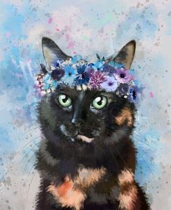 Flower Crown Calico Cat