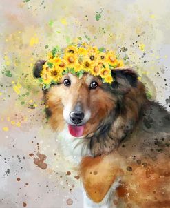 Flower Crown Shetland Sheepdog