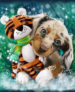 Border Collie Puppy And Tiger Cub Soft Toy