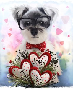 Furry Terrier With Glasses And Bow Tie