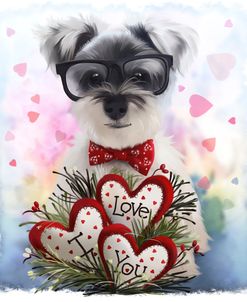 Furry Terrier With Glasses And Bow Tie