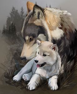 Wolf Cub And His Mother