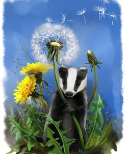 Baby Badger And Dandelions