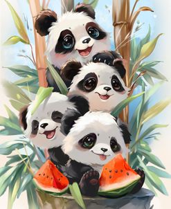 Funny Pandas And Watermelons