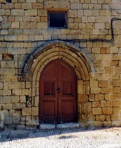 Greece, Red Door in Stone
