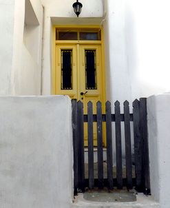 Greece, Yellow Door, Wooden Gate