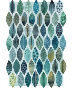 Calming Blue Leaf Collage