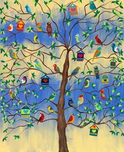 Bird and Bird Houses on Tree