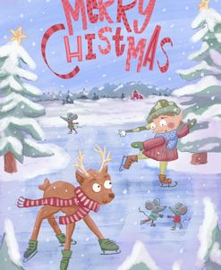 Merry Christmas Ice Skating Elf Friends