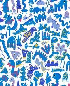 Contrasting Blue Creatures Repeating