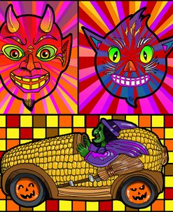 Devil Cat Witch Corn Cob Car